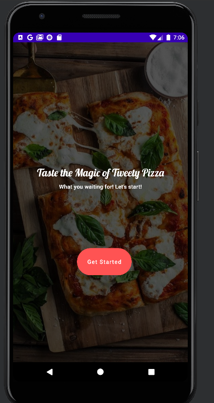 Android Pizza App preview